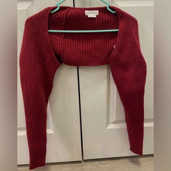 Lovers + Friends Michelle Knit Shrug in Ruby - Picture 3 of 5